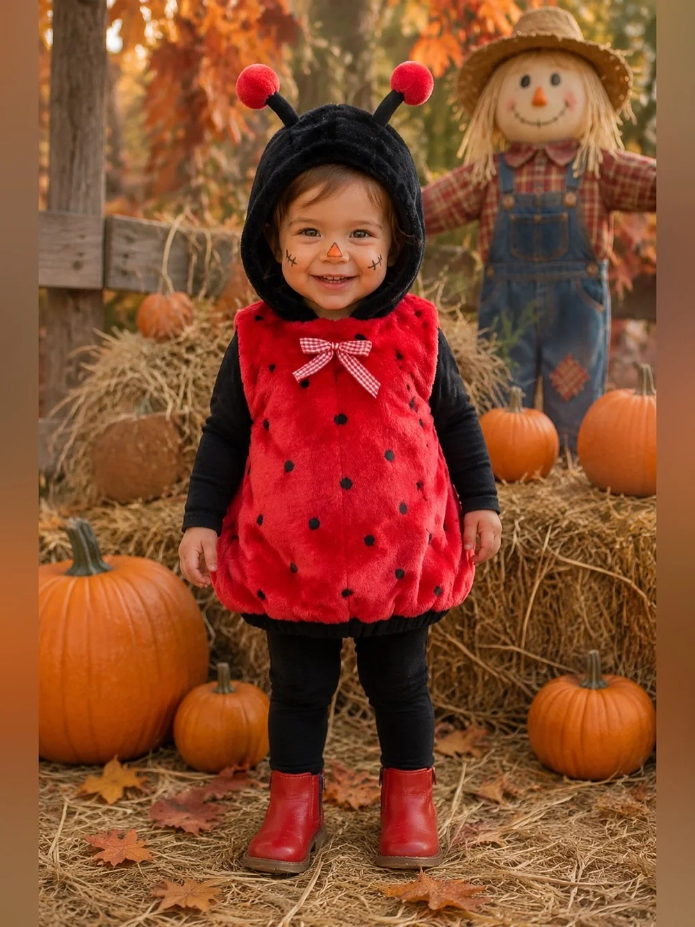 Toddler 24 Months Plush Ladybug Halloween Costume With Hood & Antennas